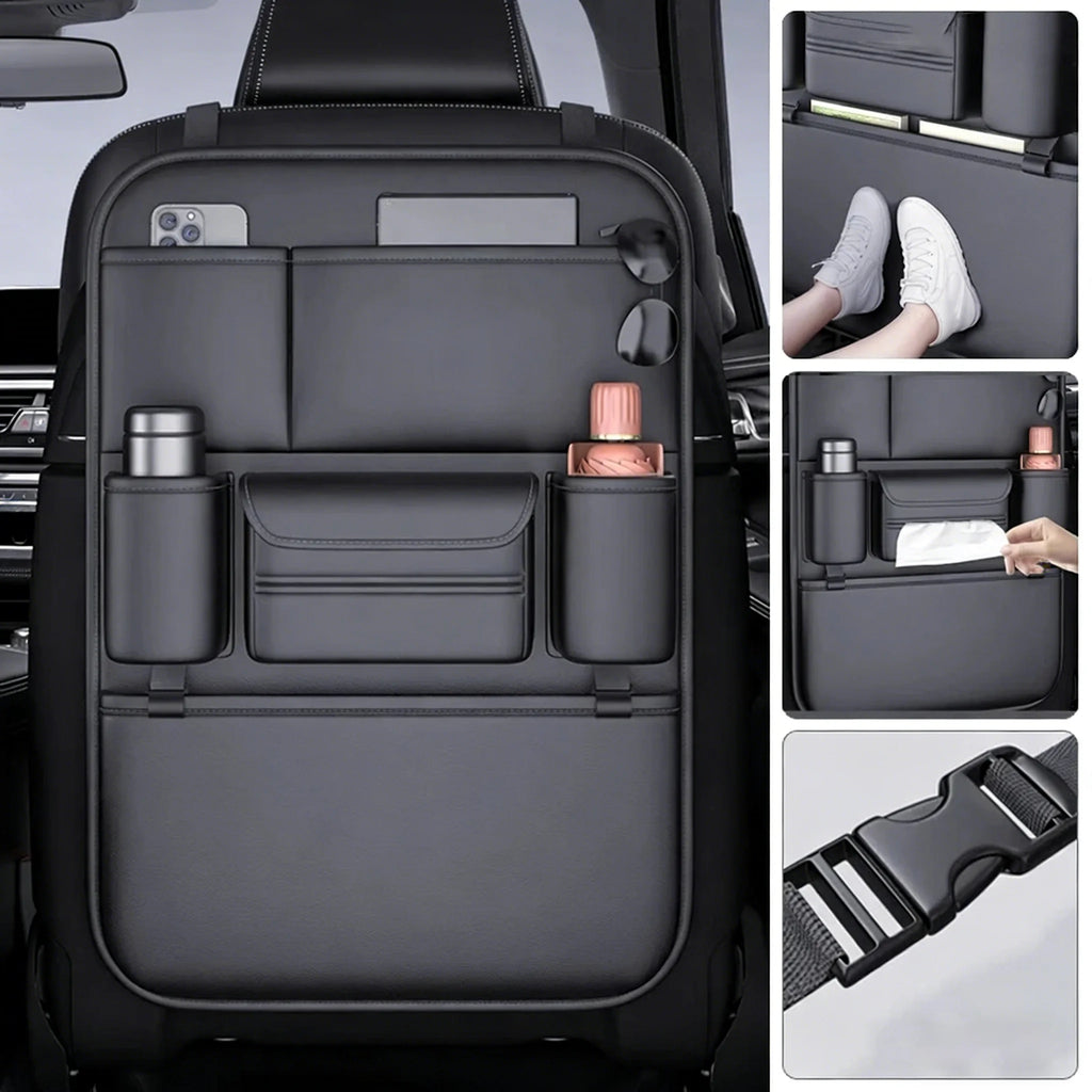 NEXAgizer Car Seat Back Organizer – 6-Pocket Waterproof Backseat Storage Bag with Cup & Tissue Holder