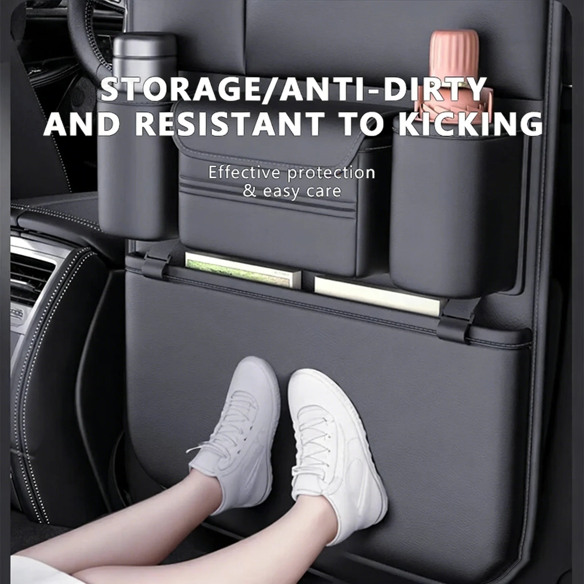 NEXAgizer Car Seat Back Organizer – 6-Pocket Waterproof Backseat Storage Bag with Cup & Tissue Holder